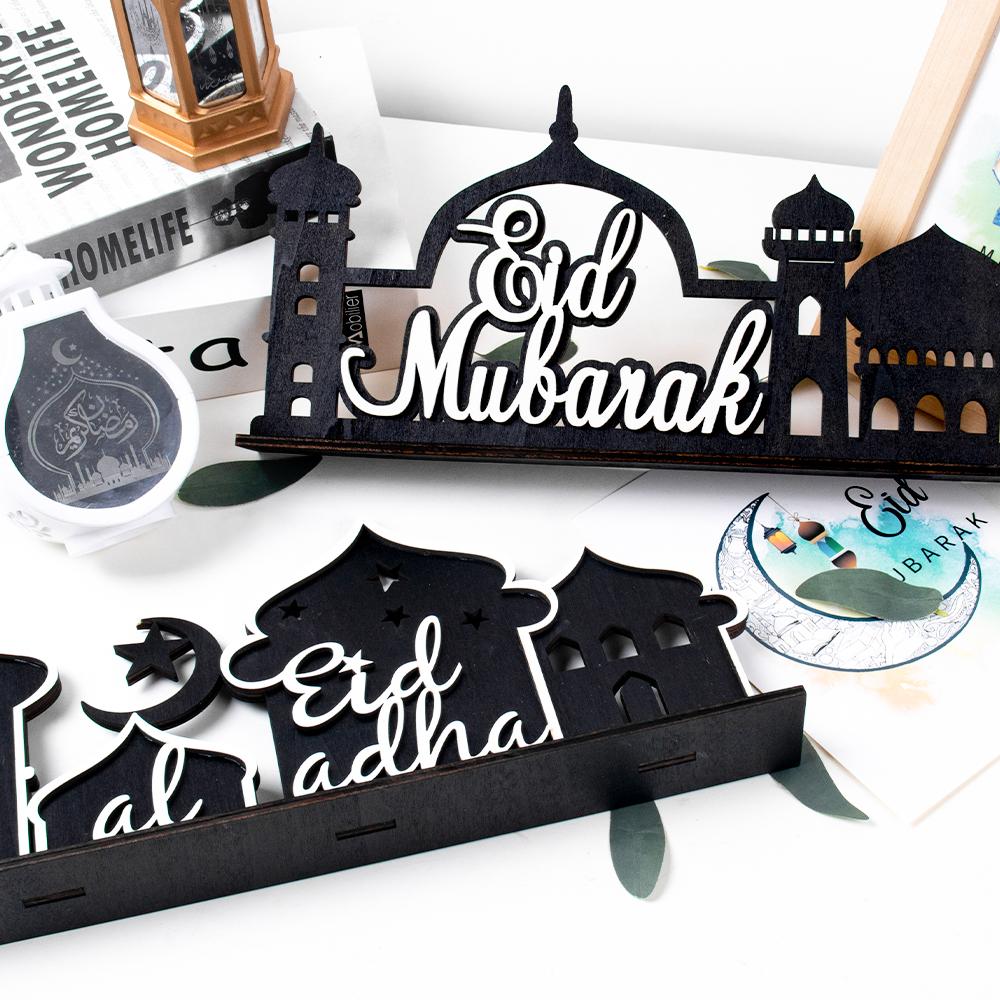 Ramadan Bordsdekoration Trä Akryl Måne Stjärna Slott Eid Mubarak DIY Hem Kareem Ramadan Dekoration Islamisk Muslimsk Fest Gåva