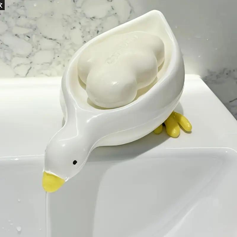 1Pc Self Draining Duck-Shaped Soap Dish with Waterfall Design Convenient for Cleaning and Storage, Bathroom Accessory, Soap Dis