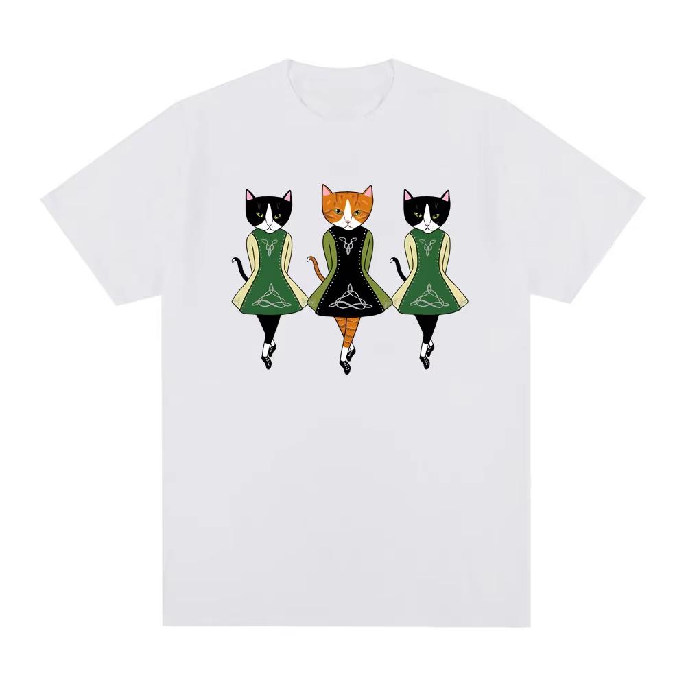 Irish Step Dancing Cats TShirt High Quality Round Neck Comfortable Tees Summer Casual Clothes Fashion Pure Cotton Oneck Tops
