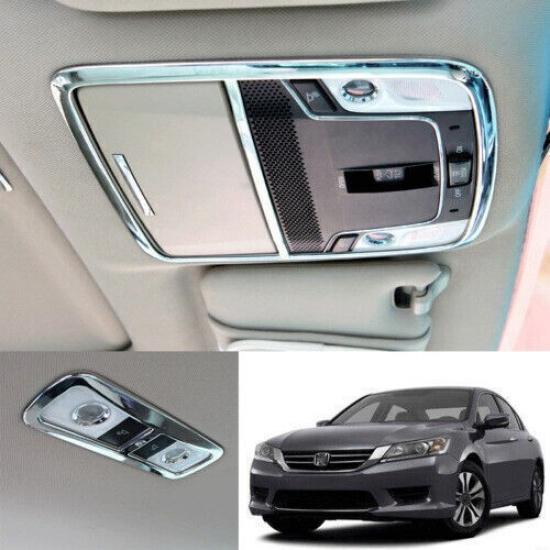 For Honda Accord 2013-2017 Chrome Front Rear Reading Light Lamp Frame Trim 2Pcs