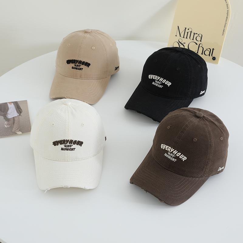 Nouvelle Casquette de Baseball Brodée pour Filles Japonaise à Large Bord Chapeau Haut Mou Doux en Pur Coton Polyvalent Langue de Canard