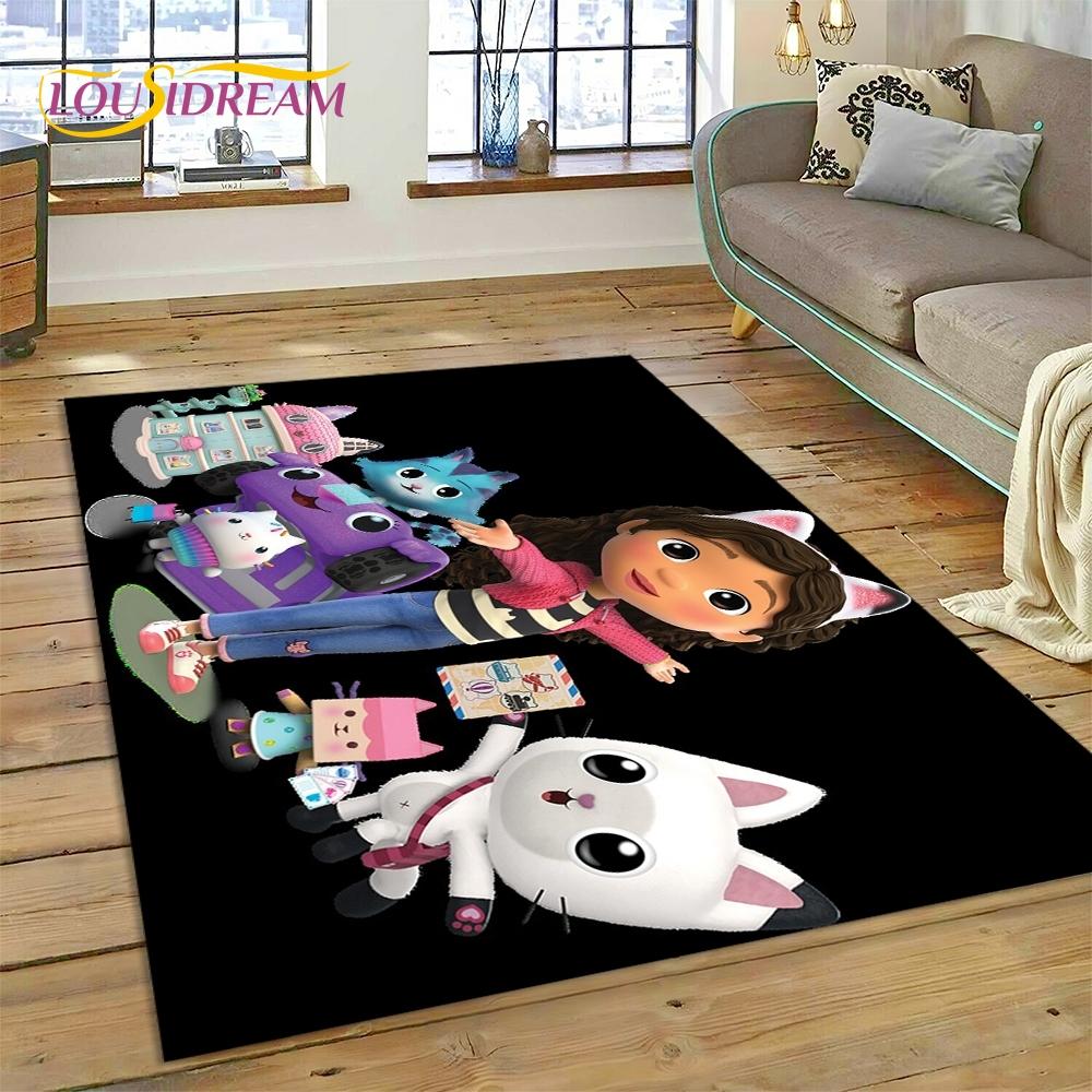 Cartoon Cute Gabbys Dollhouse Girl Rug Carpet for Living Room Bedroom Home Decor,Non-slip Decoration for Sofa Doormat Gifts Kid