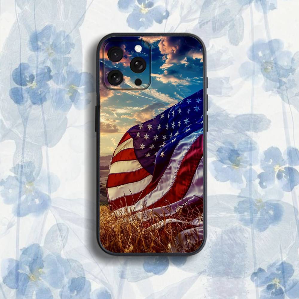 America U-USA F-Flag Phone Case For iPhone 17,16,15,14,13,12,Pro,Max,Plus,E,SE4,Air,Mini Black Soft Box
