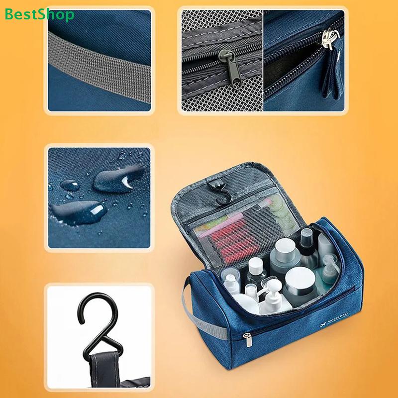 Waterproof Travel Toiletry Bag – Durable Cosmetic Pouch with Hanging Hook for Bathroom & Trip