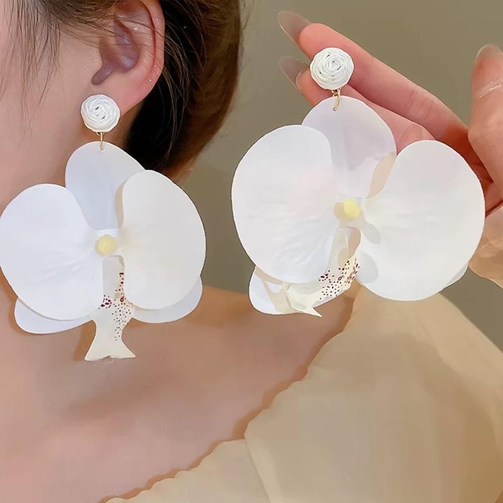 Simulated Flower Butterfly Orchid Earrings Korean Style Flower Drop Earrings Flower Earrings  Women