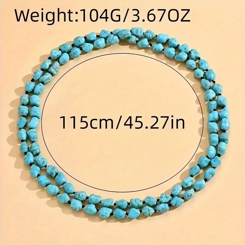 Collana Lunga Infinita con Perline Turchesi per Donne Ragazze Adolescenti Boho Lunga Annodata Pietra Collane Multifiilo Stratificate Gioielli Fatti a Mano