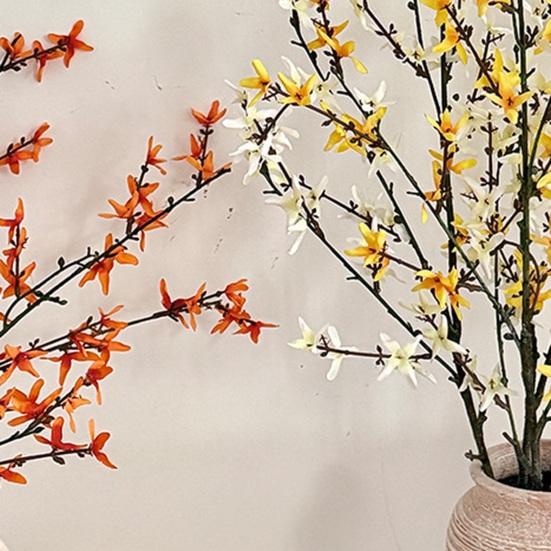 45 Inch Artificial Forsythia Flower Branches Fake Spring Forsythia Stem Faux Winter Jasmine Branches for Vase Floral Arrangement Party Home Decoration