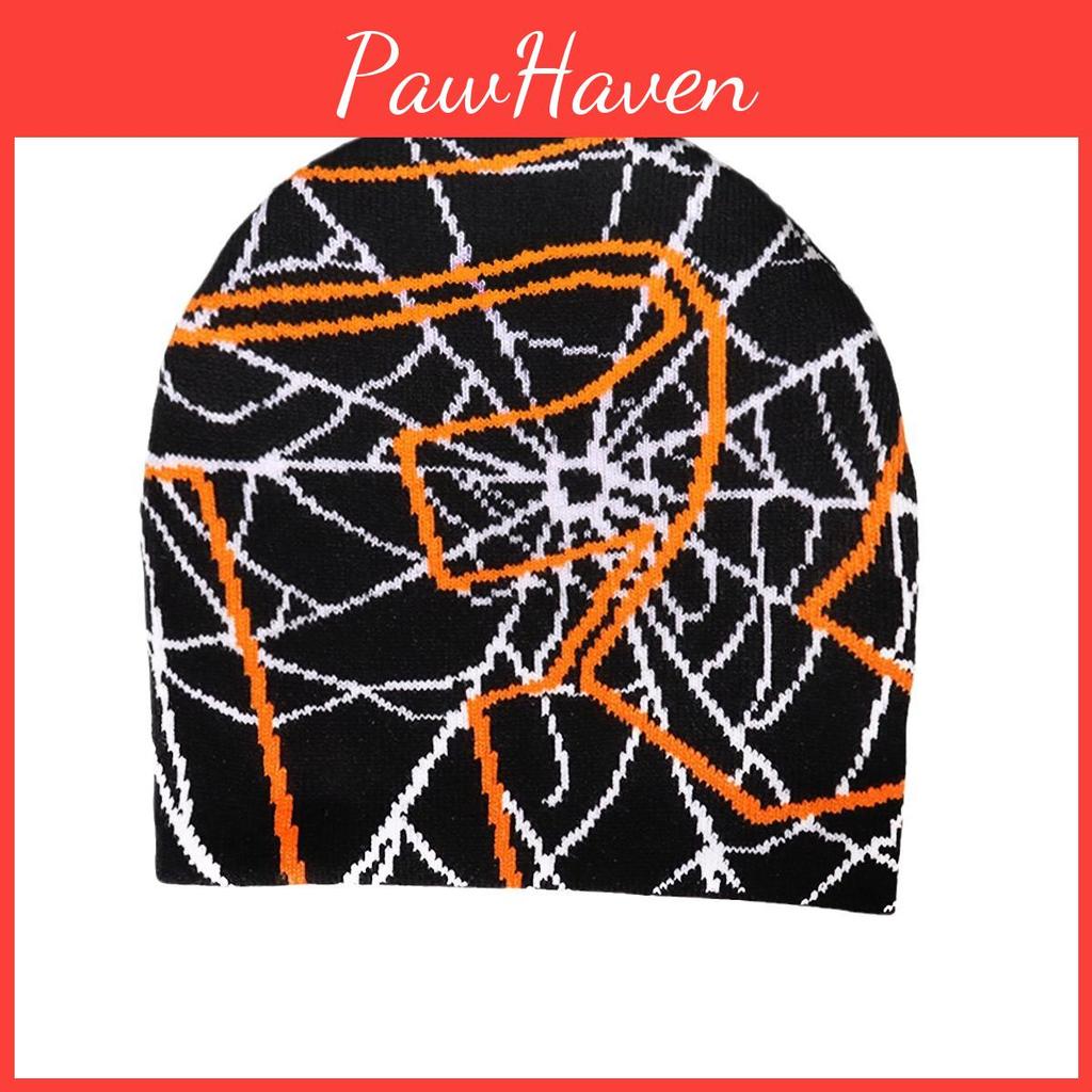Hiphop Inspired Knit Hat With Spider Web Design For Casual Wear