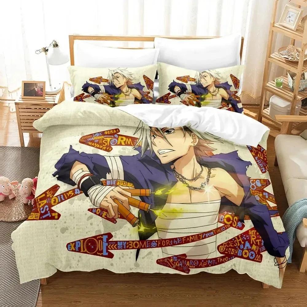 Anime Hitman Reborn Bedding Set Duvet Cover Bed Set Quilt Cover Pillowcase Comforter King Queen Size Boys Adult Bedding Set