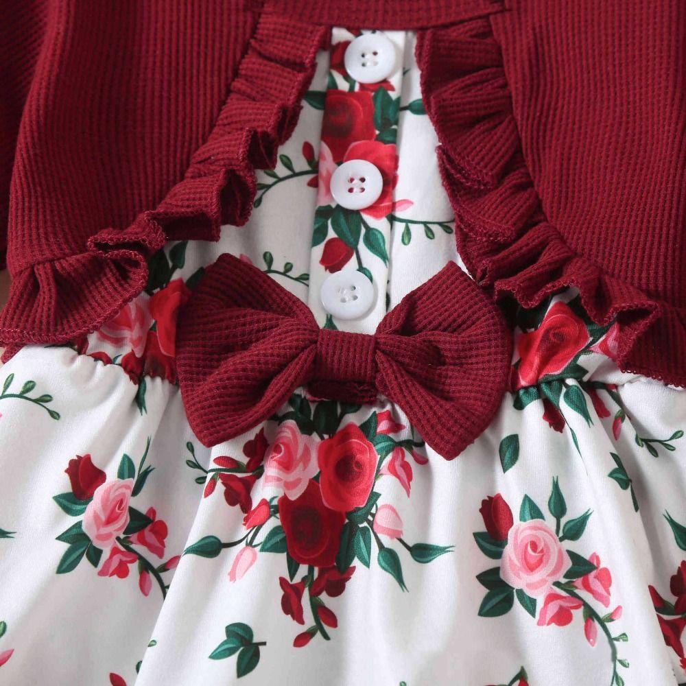 Flower Summer Baby Bodysuit Cotton False 2Piece Jumpsuit Dress Toddle Princess Dress  Birthday Gift