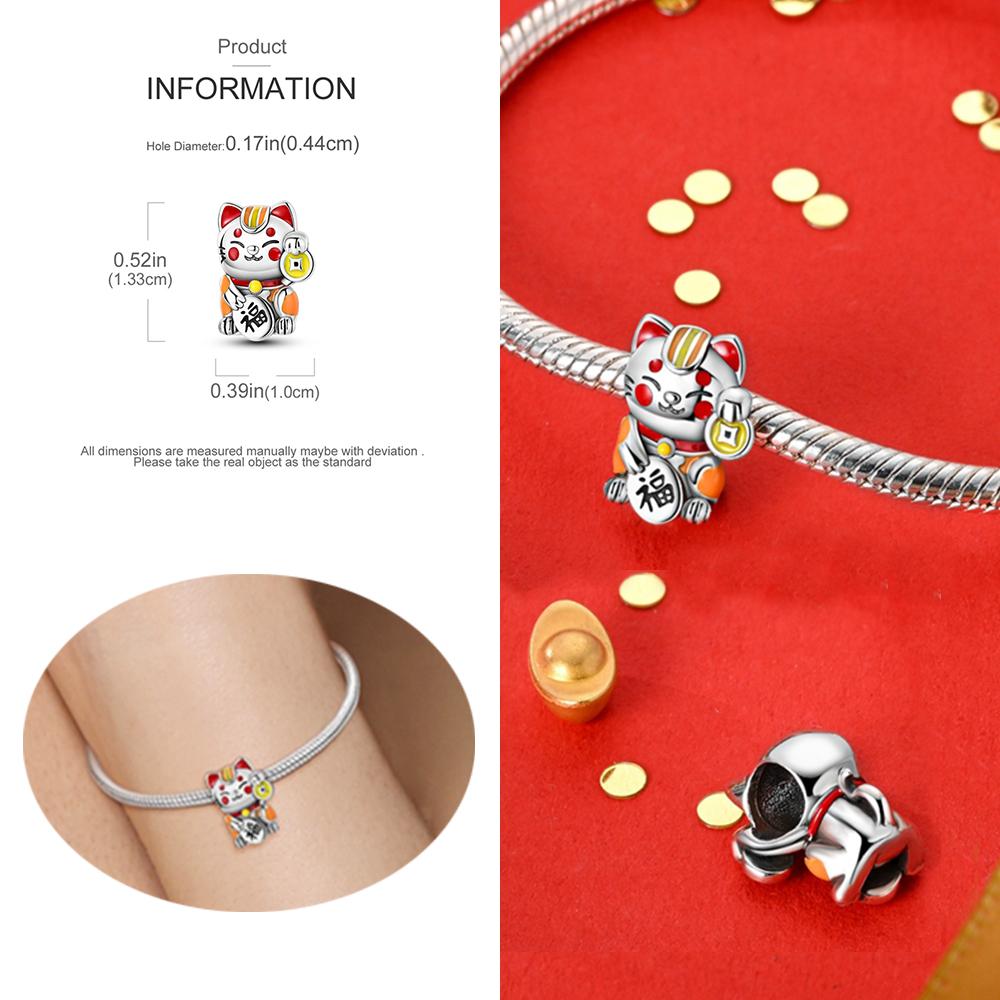 Copper Metal Dragon&Lucky Cat&Lion Dance&God of Wealth&Lucky Bag Charm Bead Component Compatible With Brand Bracelet High Quality Fine Jewelry