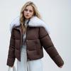 Down Padded Jacket  Winter  Design Sense Splicing Large Lapel Padded Jacket Down Padded Jacket