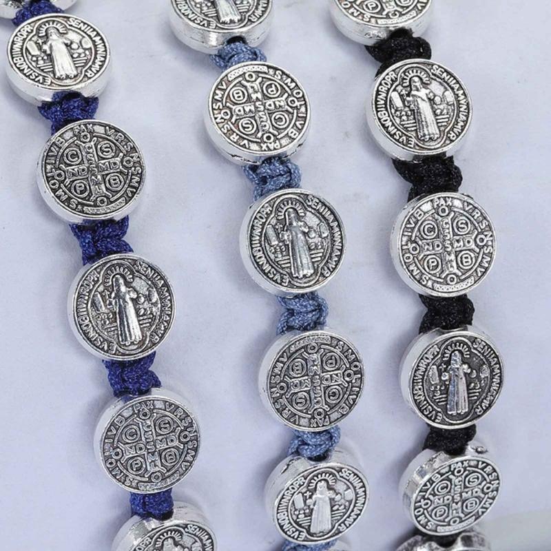 Lady Mary/saint Benedict Bracelet Handmade Weave Beads Bracelet Lucky Prayer Religious Bracelets for Men Women