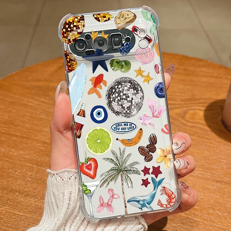 Octopus Starfish Pattern Case For Google Pixel 9 Pro XL 9A Shockproof TPU Silicone Clear Soft Cover