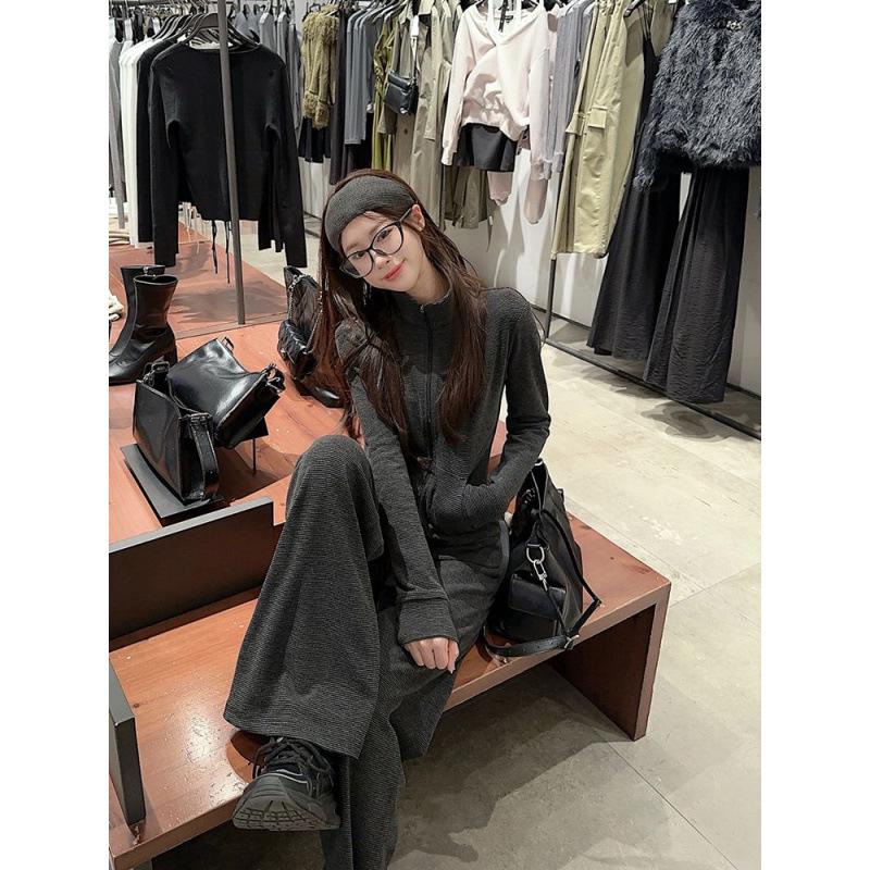 

Women s Plus Size Striped Stand-up Collar Hoodie Sportswear Set - Autumn 2025 Korean Style S