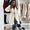 New Autumn Long Sleeve Casual Woolen Coats Women Winter Outwears Plus Size Jacket Women Fashion Solid Warm Drawstring Loose Jackets Coat 24996