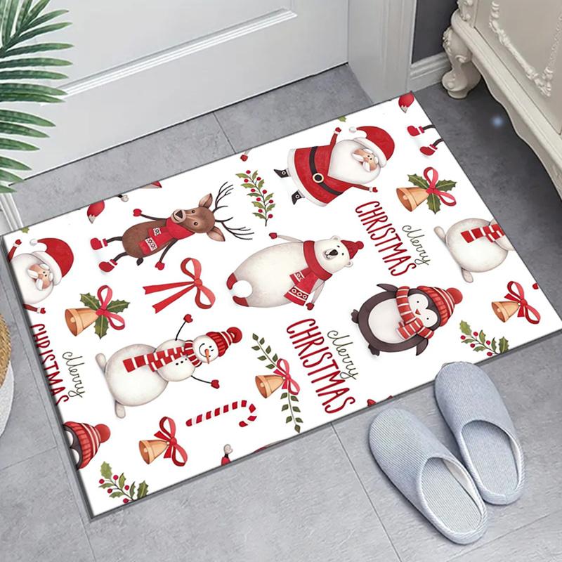 Crystal Velvet Christmas Decor Xmas Printed Area Rug Carpet for Bedroom Living Room Home Decor Rugs Mat Non Slip Mat Rug