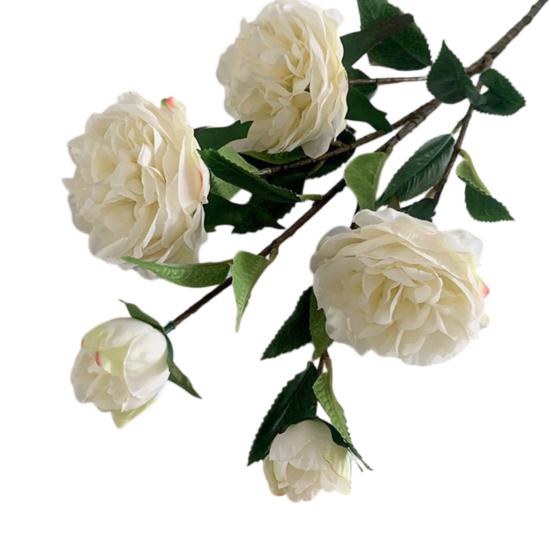 Artificial Peony Flowers 35.8" Faux Peony Stems Realistic Fake Silk Peony Branches with 3 Bloom Heads And 2 Buds for Vase DIY Bouquet Weeding