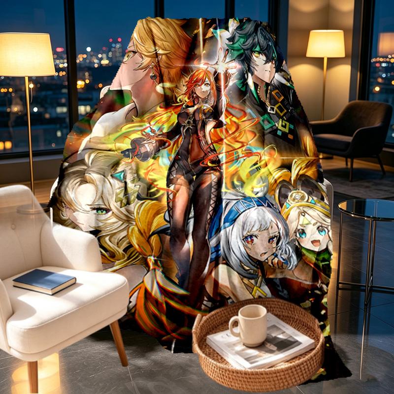 Genshin Impact Print Decke - Weich & Bequem, für Schlafzimmer, Reise, Sofa, Heimdekoration - Geburtstags-Weihnachtsgeschenk für Freund