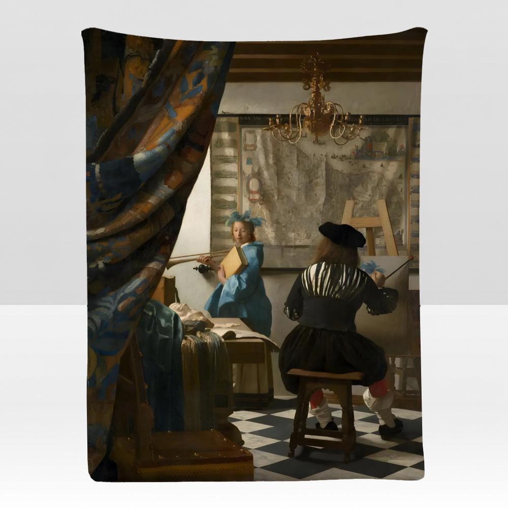 artist JJohannes VVermeer Throw Soft Flannel Blanket for Bed Bedroom Sofa Picnic Throw Skinfriendly Breathable Gift Cover