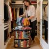 With Handle Fabric Floral Storage Bag Large Capcity Clothes Toy Organizer Quilted Laundry Basket