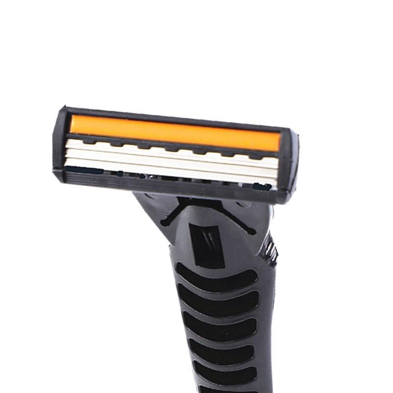 Triple-Layer Stainless Steel Manual Men's Razor with Replaceable Blades