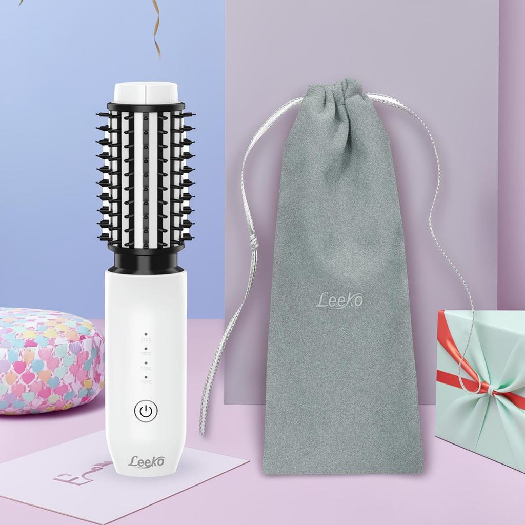 Cordless Heated Hair Brush by the Korean Beauty Leeko Hair Iron with Roll Brush 70 Minutes Continuous Negative Rapid Japanese Instruction Manual