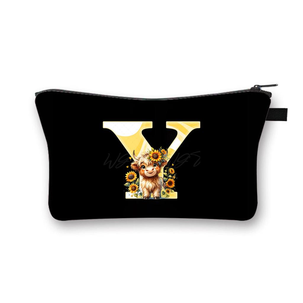 Letter printing primary school students stationery zipper pencil bag change bag multi-functional cosmetic bag storage bag