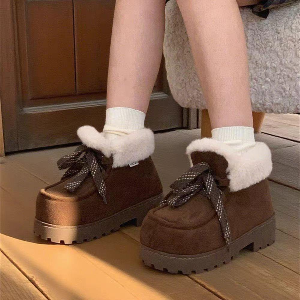 

Женские зимние теплые меховые ботинки большого размера на мягкой подошве, утепленные подкладкой, ботильоны до щиколотки, нескользящие, для пеших прогулок, повседневные, спортивные, хлопковые ботинки 40/41 темно-коричневого