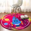 Cute cartoon circular carpet, sky night moon star rocket plane children's room anti slip floor bedroom decoration carpet