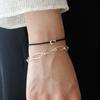 J.Lauren Silver Heart Pendant Silk Cord Bracelet B0986
