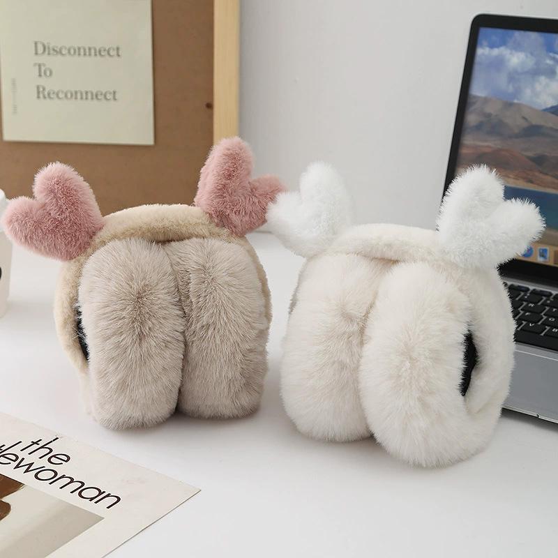 1Pc Folding Earmuffs Winter Ear Warmers Warm Windproof Cute Animal Ear Design Plush Earmuffs Faux Fur Ear Protection