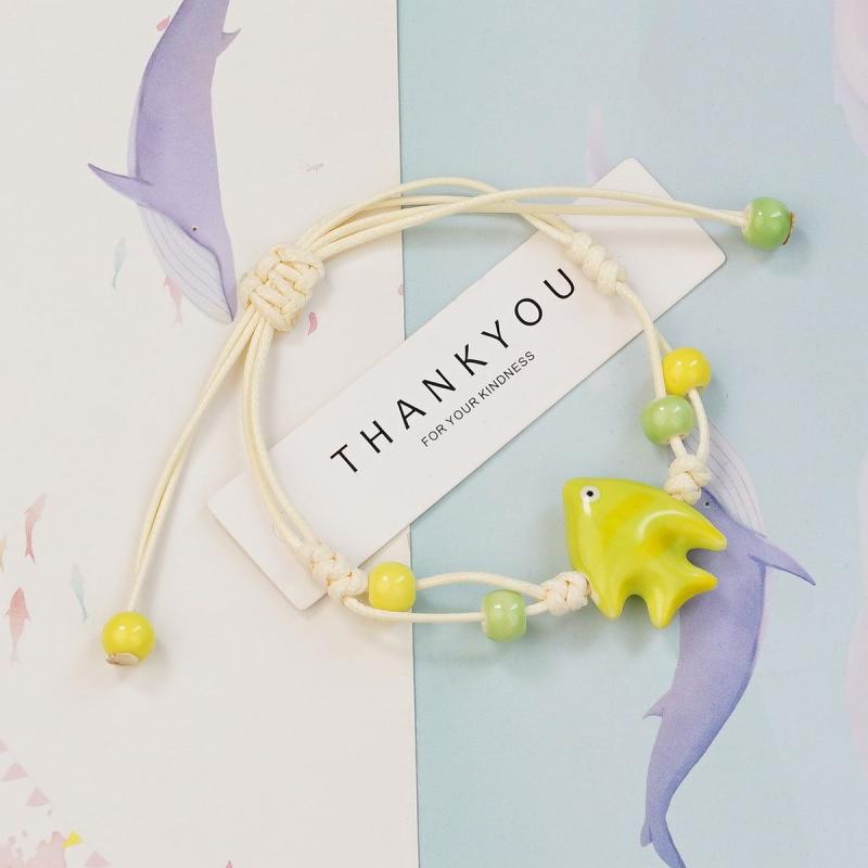 

Красочный керамический браслет-ракушка с бусинами в виде морской звезды для женщин, бохо, с рыбками, плетеный шнурок, цепочка, украшения для пляжной вечеринки A18