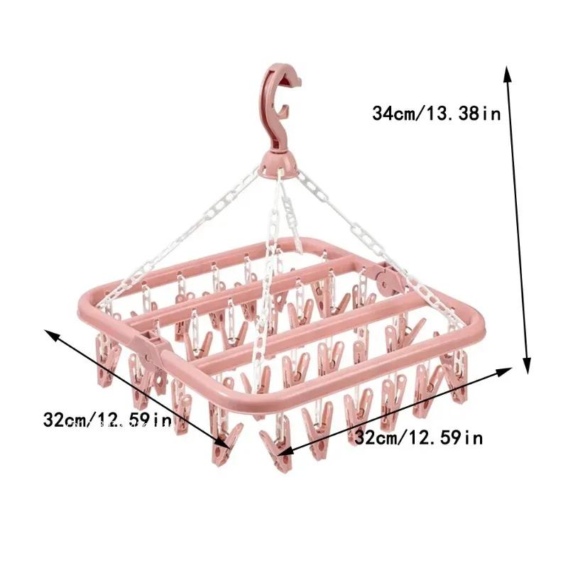 1/2pcs Multifunctional 32 Clips Folding Clothes Dryer Hanger Clothes Socks Drying Rack Home Gadgets Clothe Peg with Plastic Clip