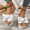 Fashion Fashion Bowknot Wedge Slippers for Women 2025 Summer Comfortable Non Slip Beach Shoes Woman Lightweight White Platform Sandals
