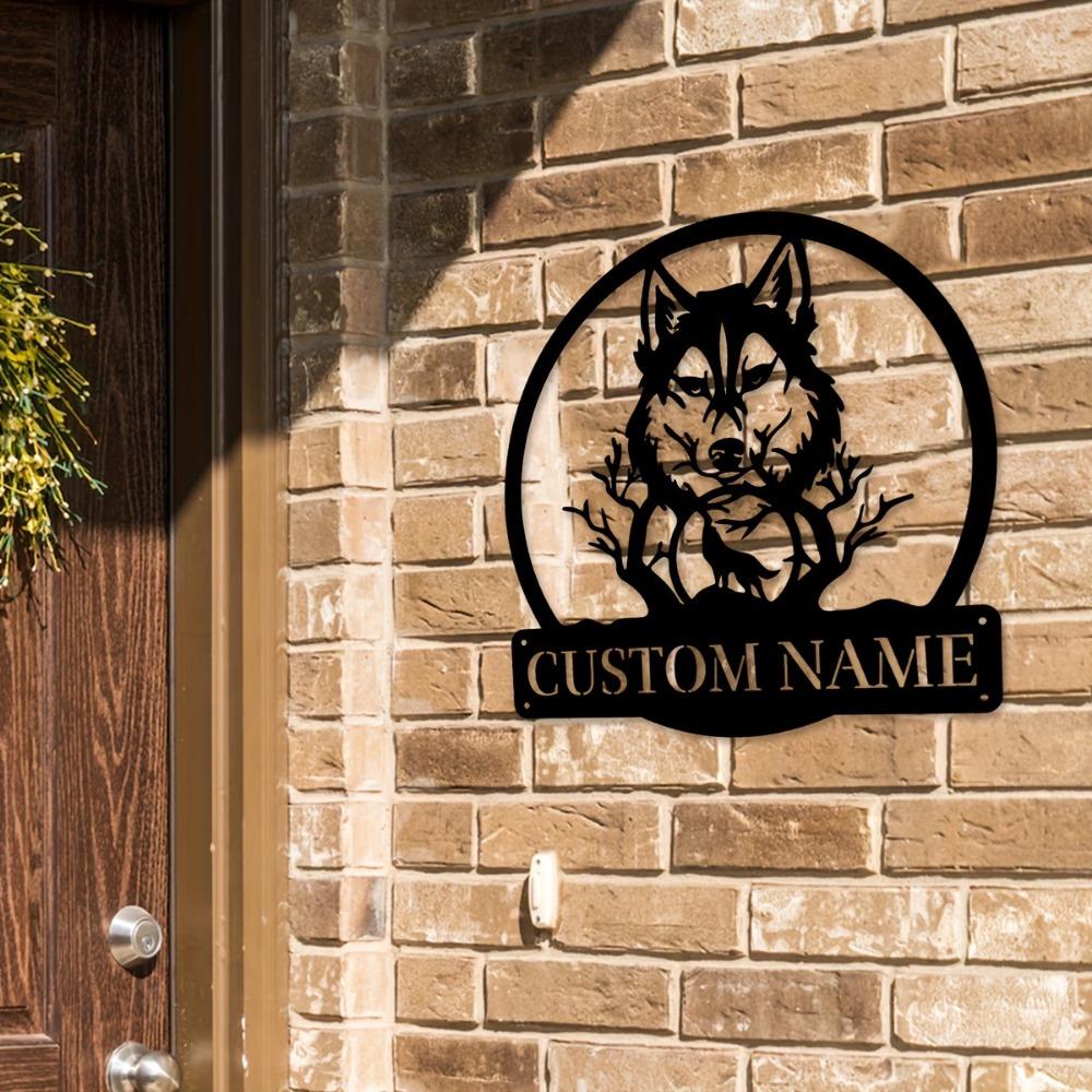 1pc Custom Engraved Metal Dog Skull Wall Decor, Personalized Badge, Rustic Home Office Art, Custom Sign, Wall Sculpture