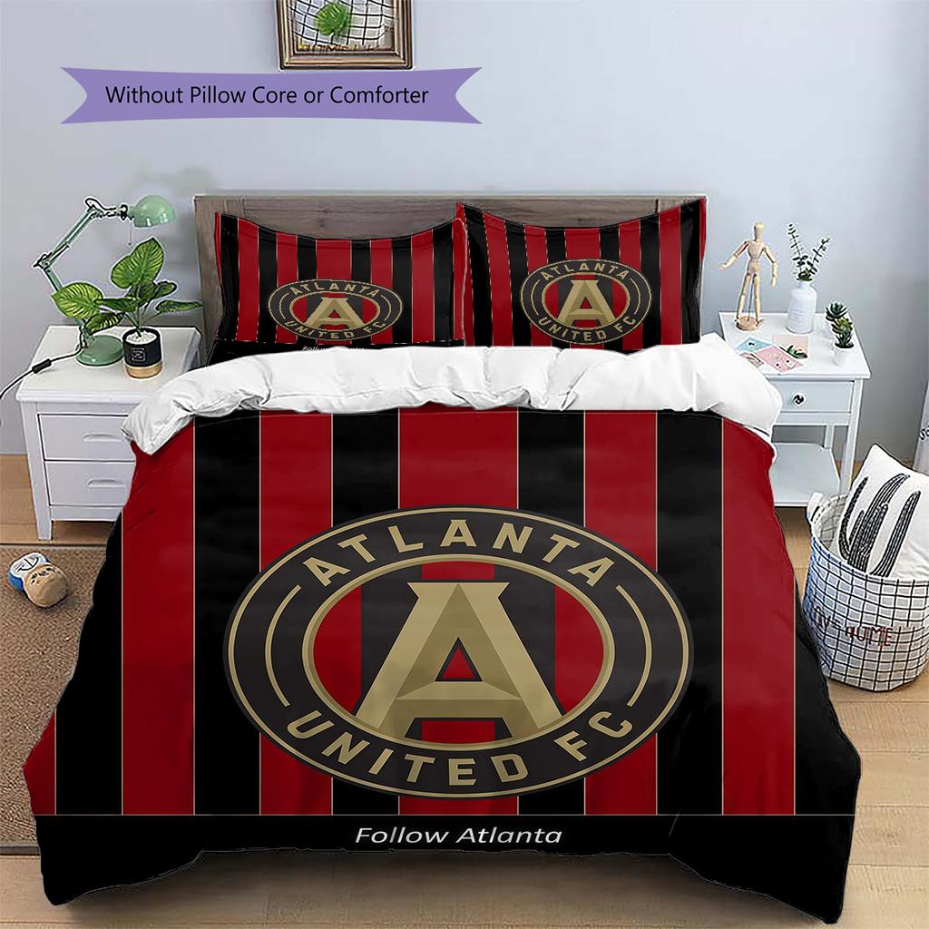 Atlanta United FC Pattern Bedding Quilt Set  Home Decoration  Gift (1 * duvet cover + 2 * pillowcase  without core)