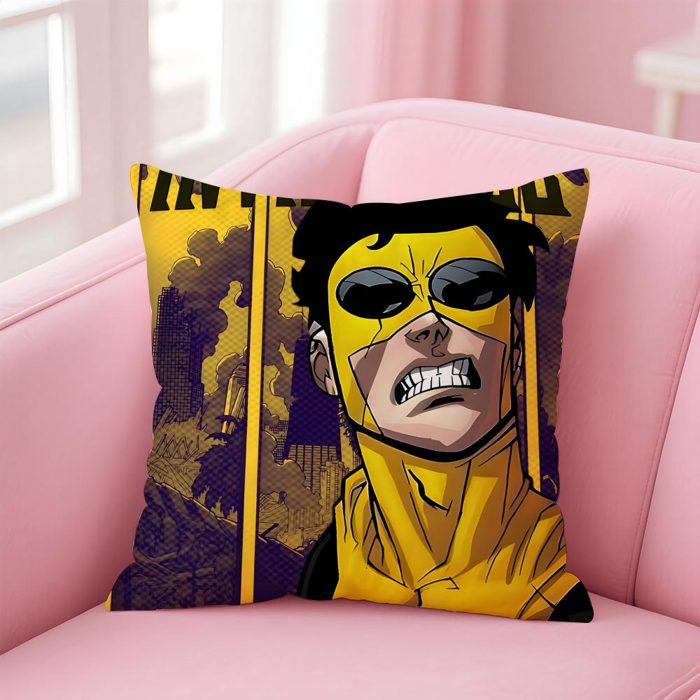I-Invincible Pillow Superhero Anime Cushion Cover Linen Pillowcase Cover Soft Decor For Sofa Home Room
