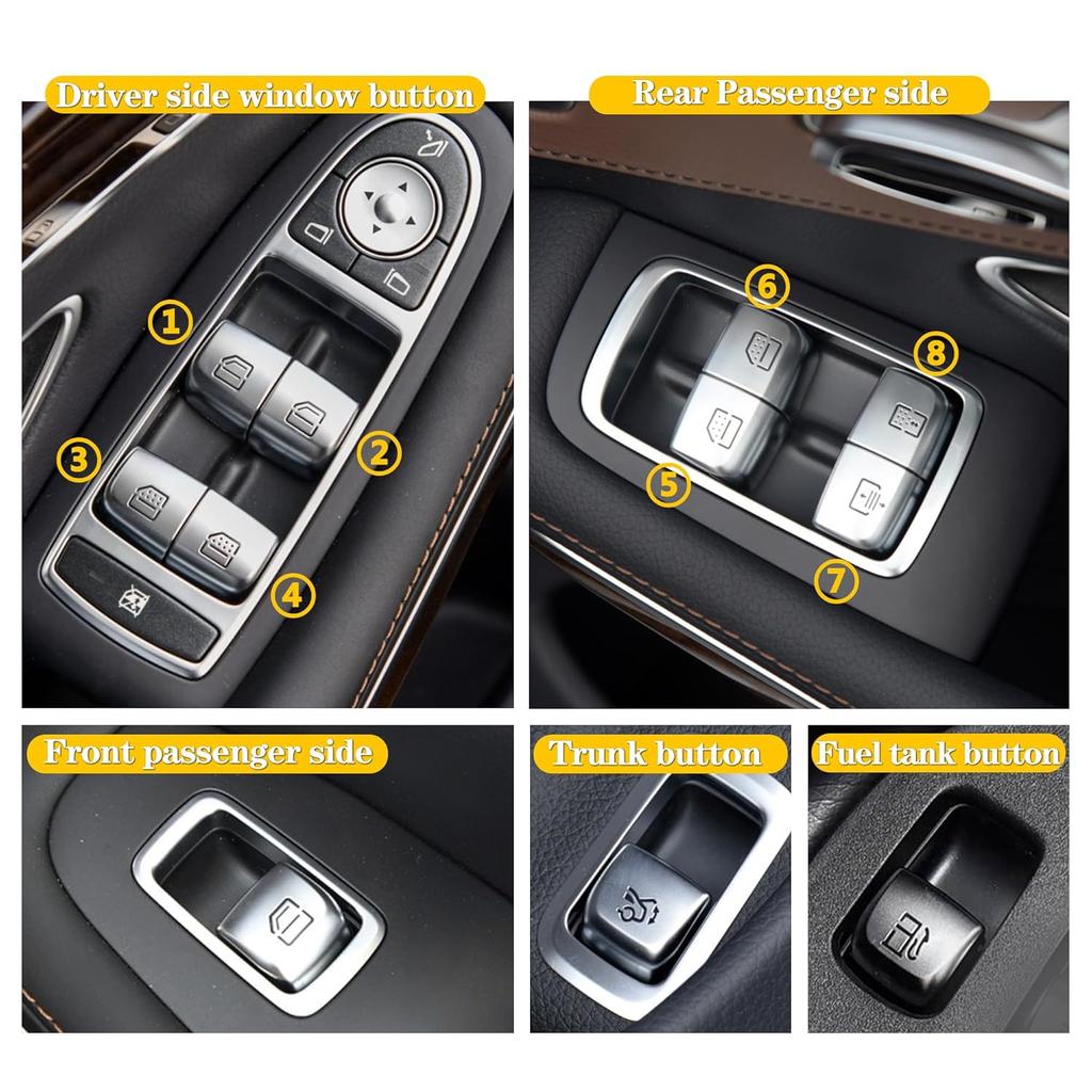 Master Power Window Switch Button Compatible with Mercedes Benz E S W213 2016- W222 2014- Lift Interior Caps Control Replacement (NO.3)