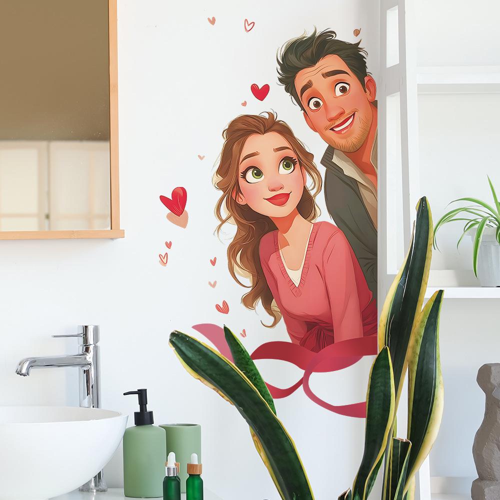 Creative Romantic Valentine's Day Couple Wall Sticker for Bedroom Home Background Decoration Self-Adhesive