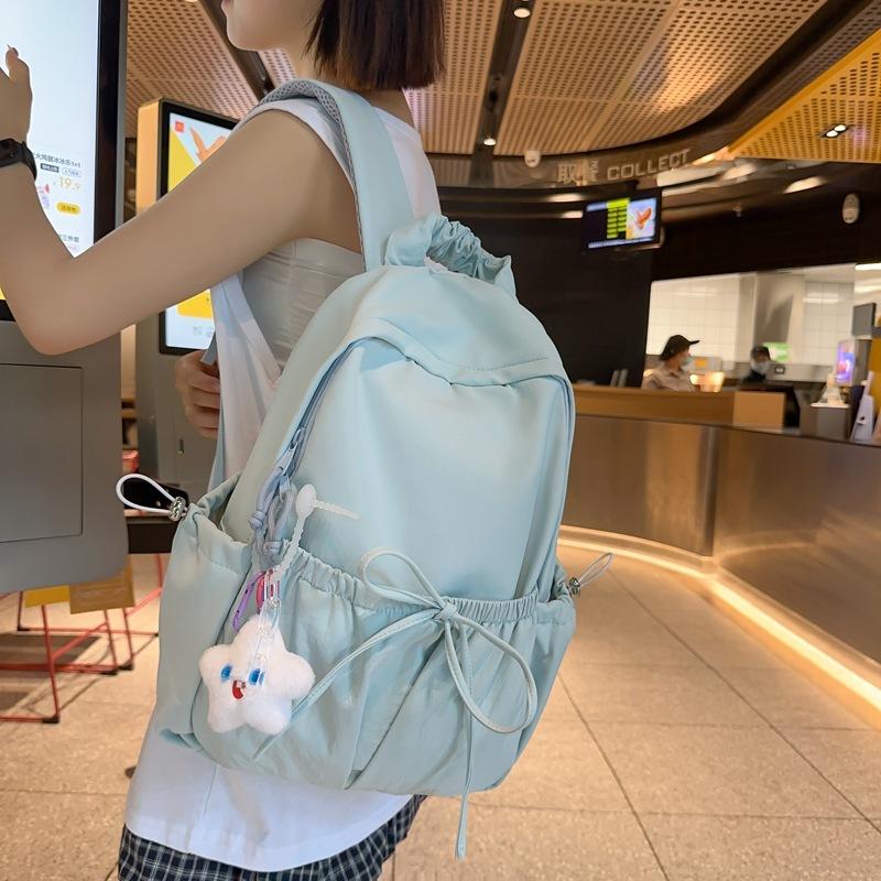 High-value schoolbag female college student cute casual bow backpack ins girl junior high school student travel backpack