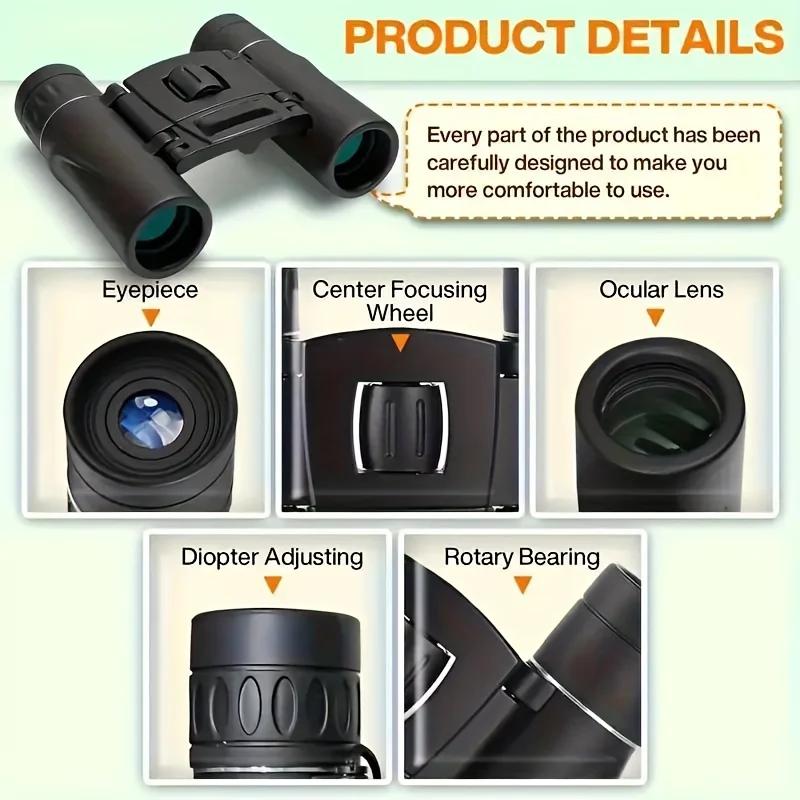 1pc HD Zoom Binoculars, 8X21 Long Range Telescope with Compact Folding Design for Outdoor Tourism and Camping