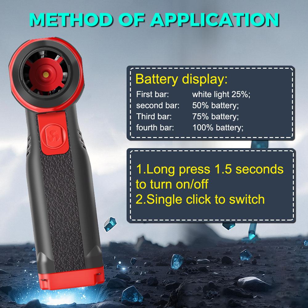 2025 600000RPM Violent Fan High Speed 9 Gears Speed Adjustable Cleaning Blower Tools Powerful Air Blower Type-C Charging Handheld Turbo Jet Fan