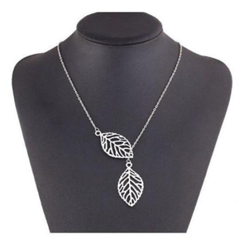 Женщины двойной лист полый Шарм кулон короткий воротник ожерелье ювелирные изделия