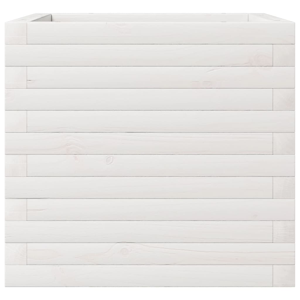 Vidaxl Garden Pot, White, 50X50X45.5 Cm, Solid Pine Wood