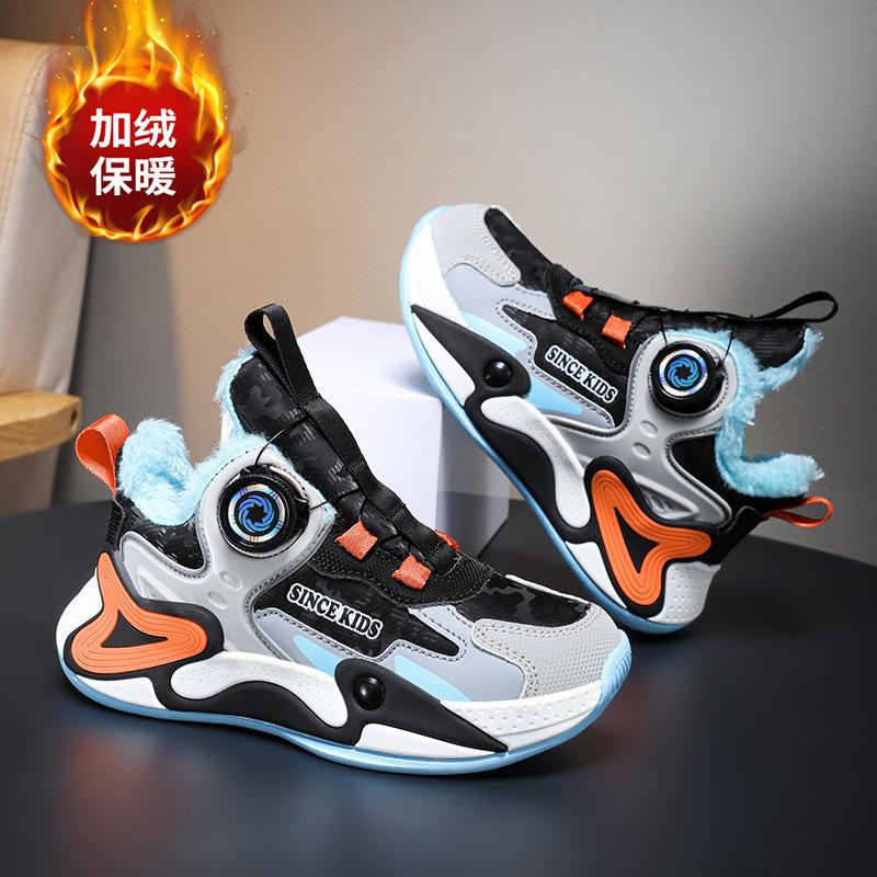 Thickened and Velvet 2025 Children's Cotton Shoes New Warm Winter Casual Shoes Leather Surface Student Girls