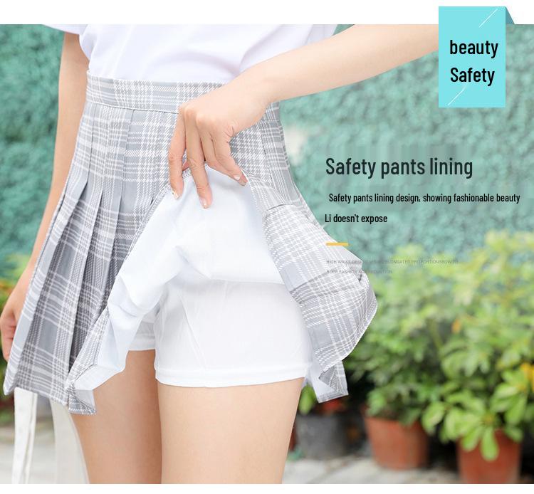 2025 New High-Waisted Pleated A-Line Black Plaid Skirt for Women - Versatile College Style for All Seasons