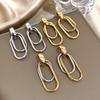 Fashion Stainless Steel Gold Silver Color Drop Earrings for Women Glossy Doublelayer U Shaped Pendant Earrings Jewelry Gifts