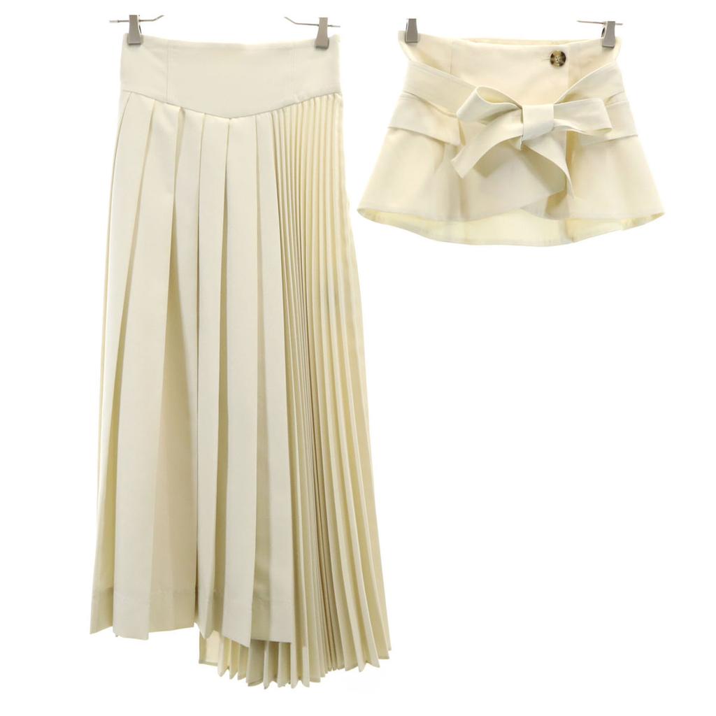 Lily Brown Long Length Corset Pleated Skirt Beige Women Used
