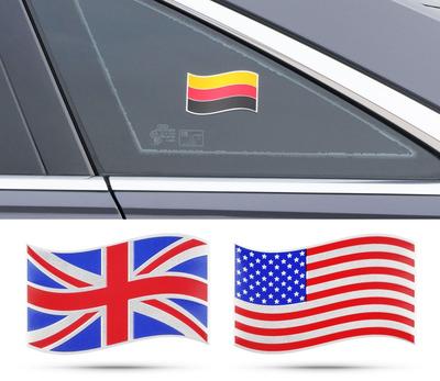 2pcs 3D Flying National Flag US UK Italy Germany France Japan Metal Aluminum Alloy 3D Adhesive Emblem Badge Sticker